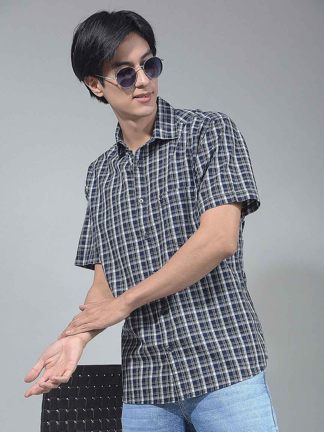 Blue Checked 100% Cotton Shirt
