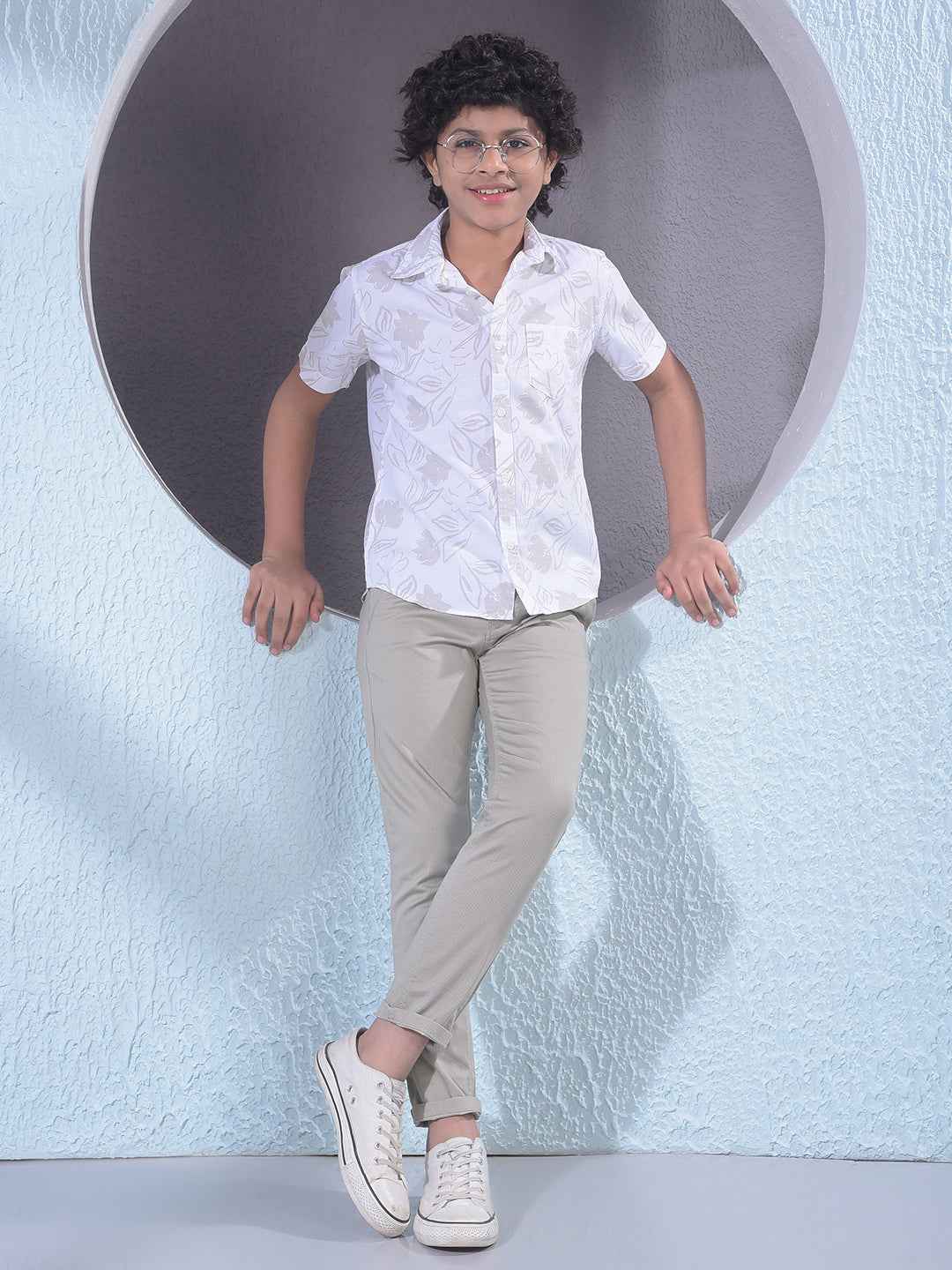 Grey Floral Print Shirt