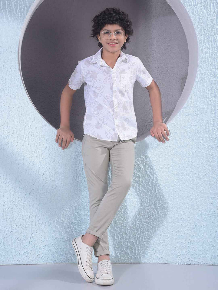 Grey Floral Print Shirt