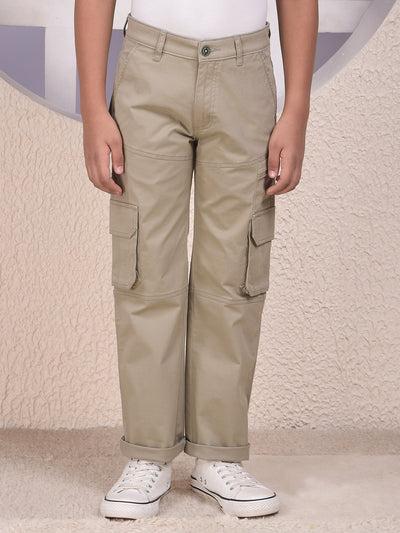 Beige Baggy Cargo Trousers