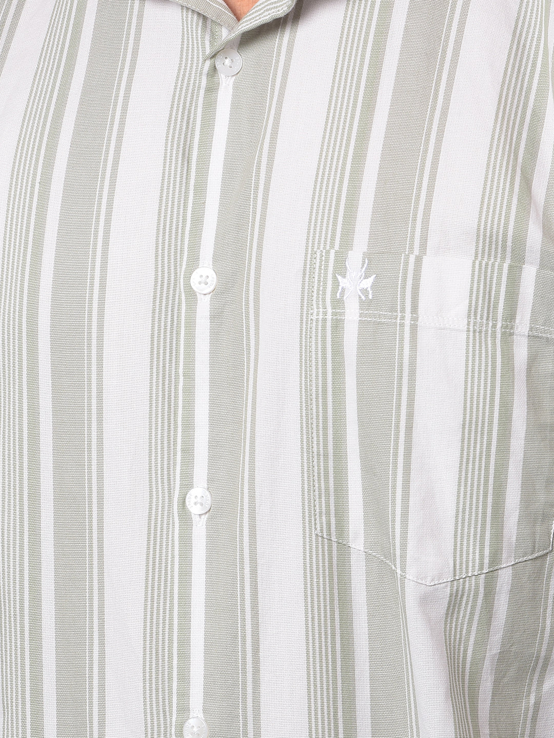Green Vertical Stripes 100% Cotton Shirt