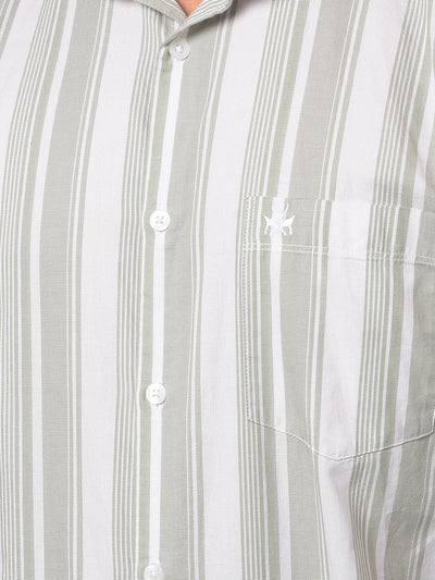 Green Vertical Stripes 100% Cotton Shirt