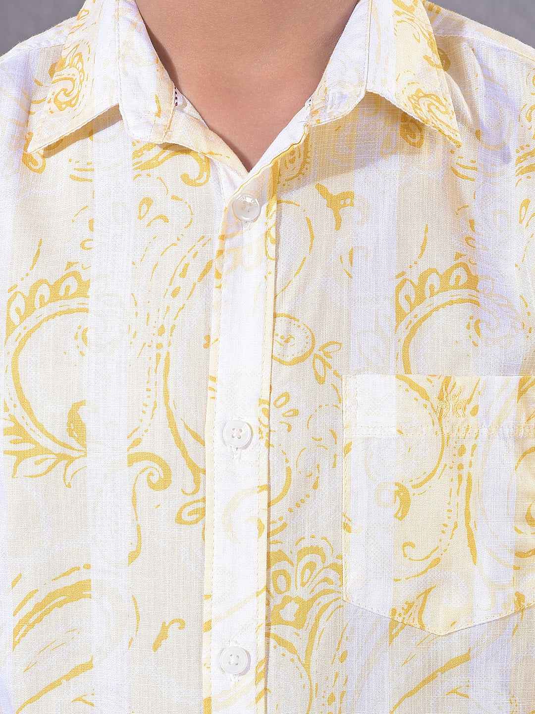Yellow Paisley Print 100% Cotton Shirt