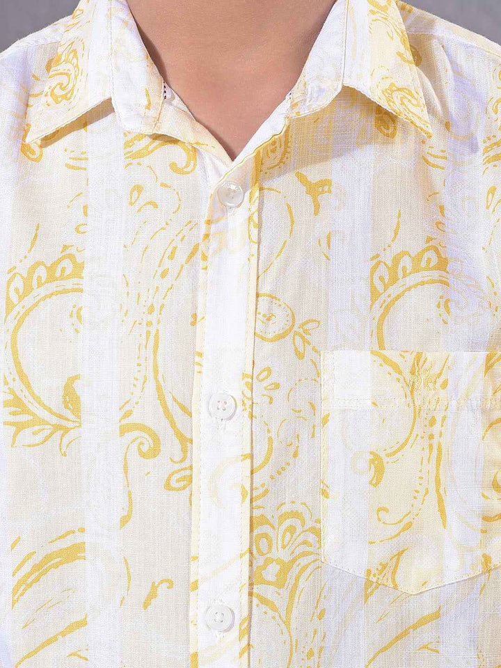 Yellow Paisley Print 100% Cotton Shirt