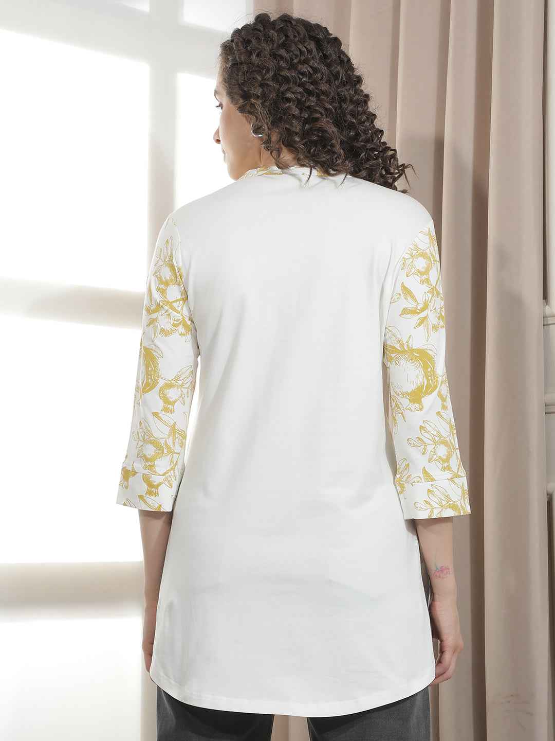 Yellow Floral Printed Kurta