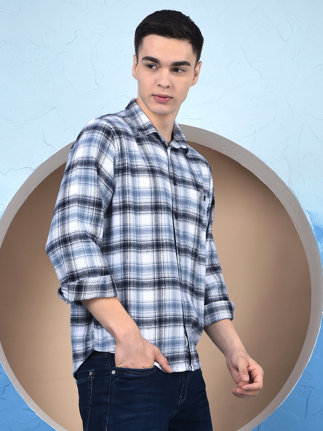 Blue Checked 100% Cotton Shirt