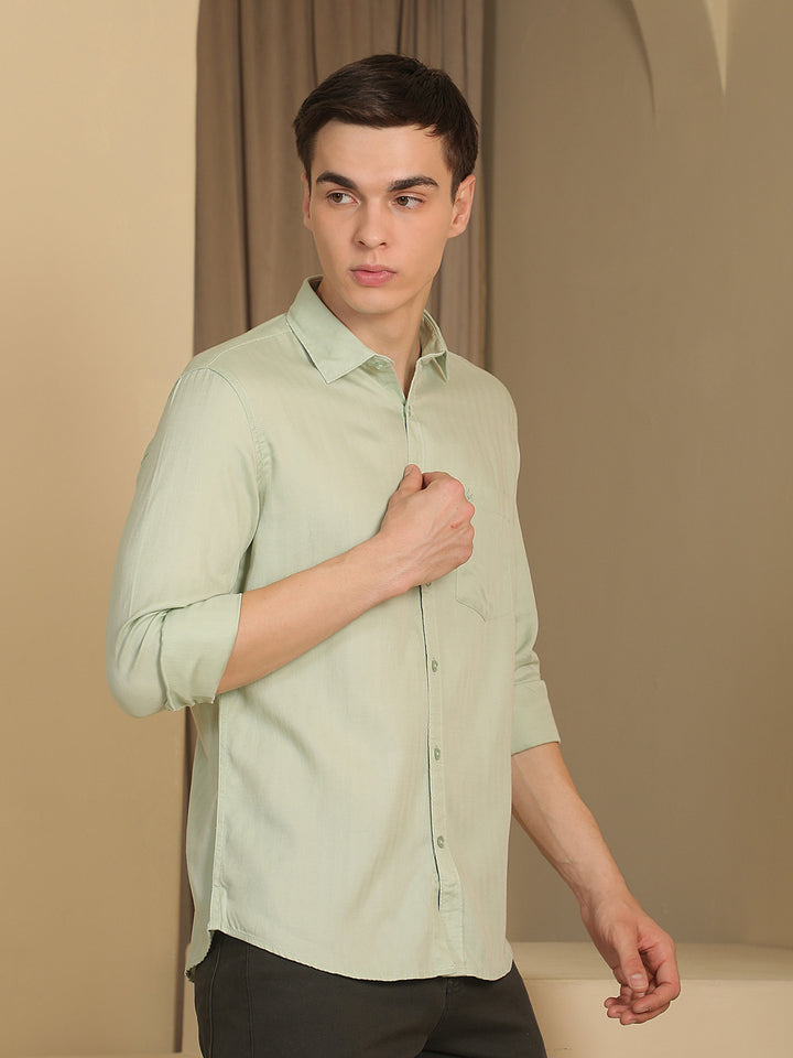 Green Vertical Stripes Shirt