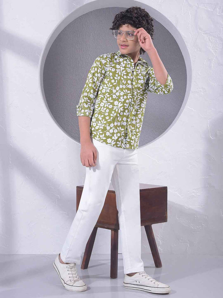 Green Floral Print Shirt