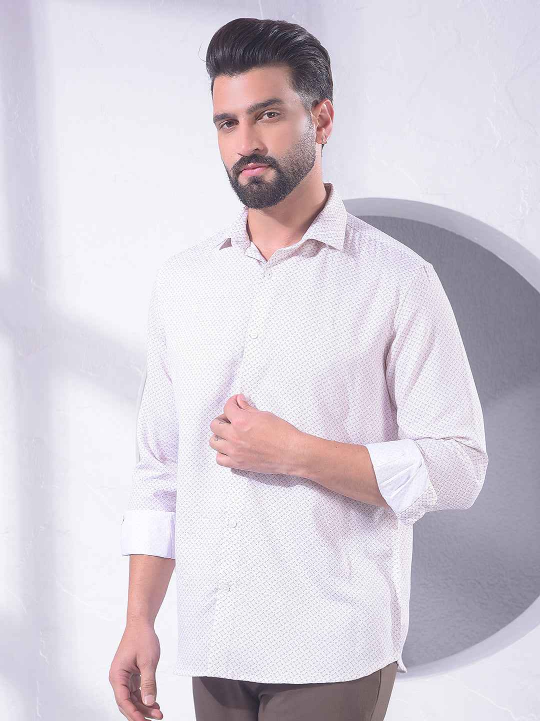 Beige Creative Printed Shirt