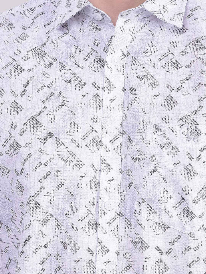 White Graphic Print Shirt