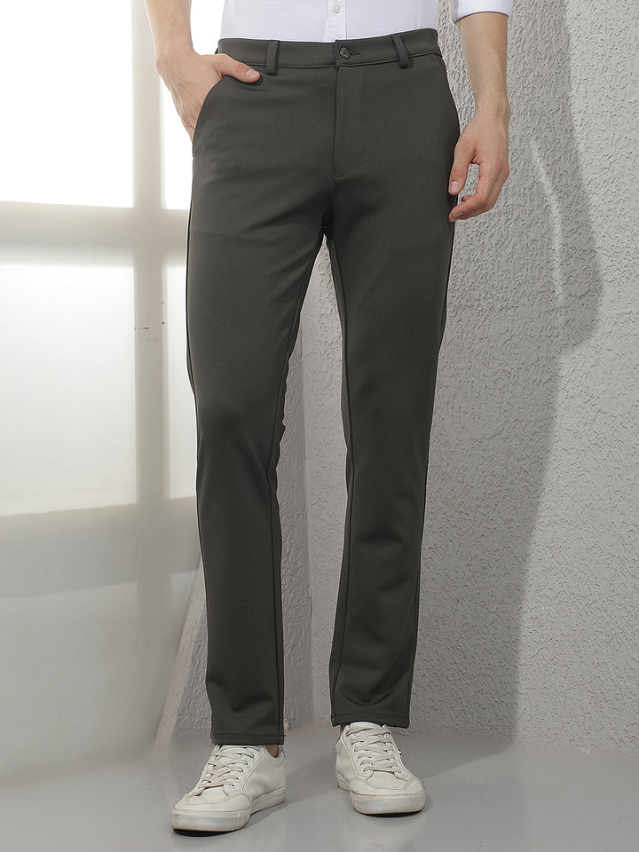 Structured Forest Olive Knitted Trousers