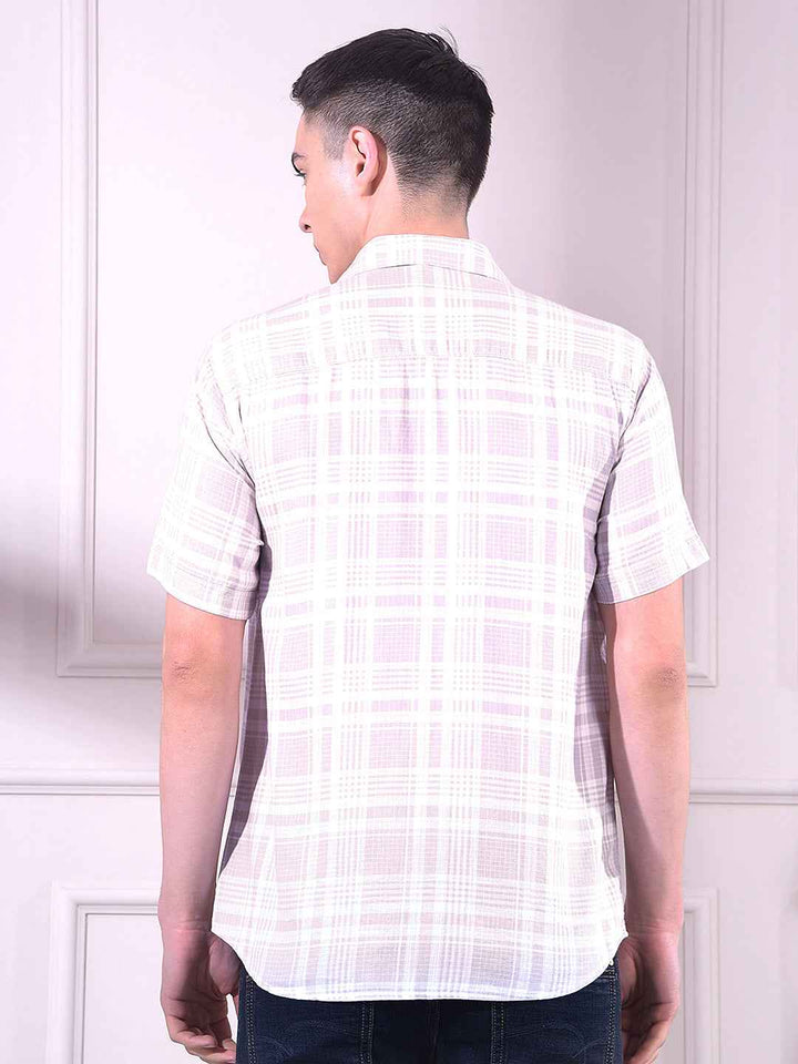 Beige 100% Cotton Checked Shirt