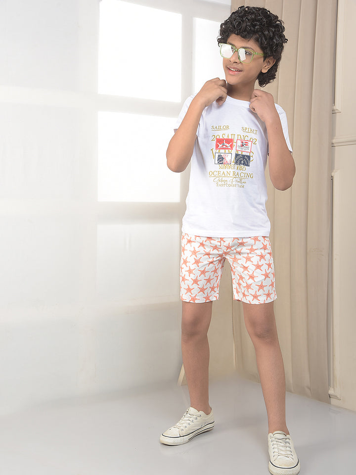 Peach 100% Cotton Graphic Printed Boxers