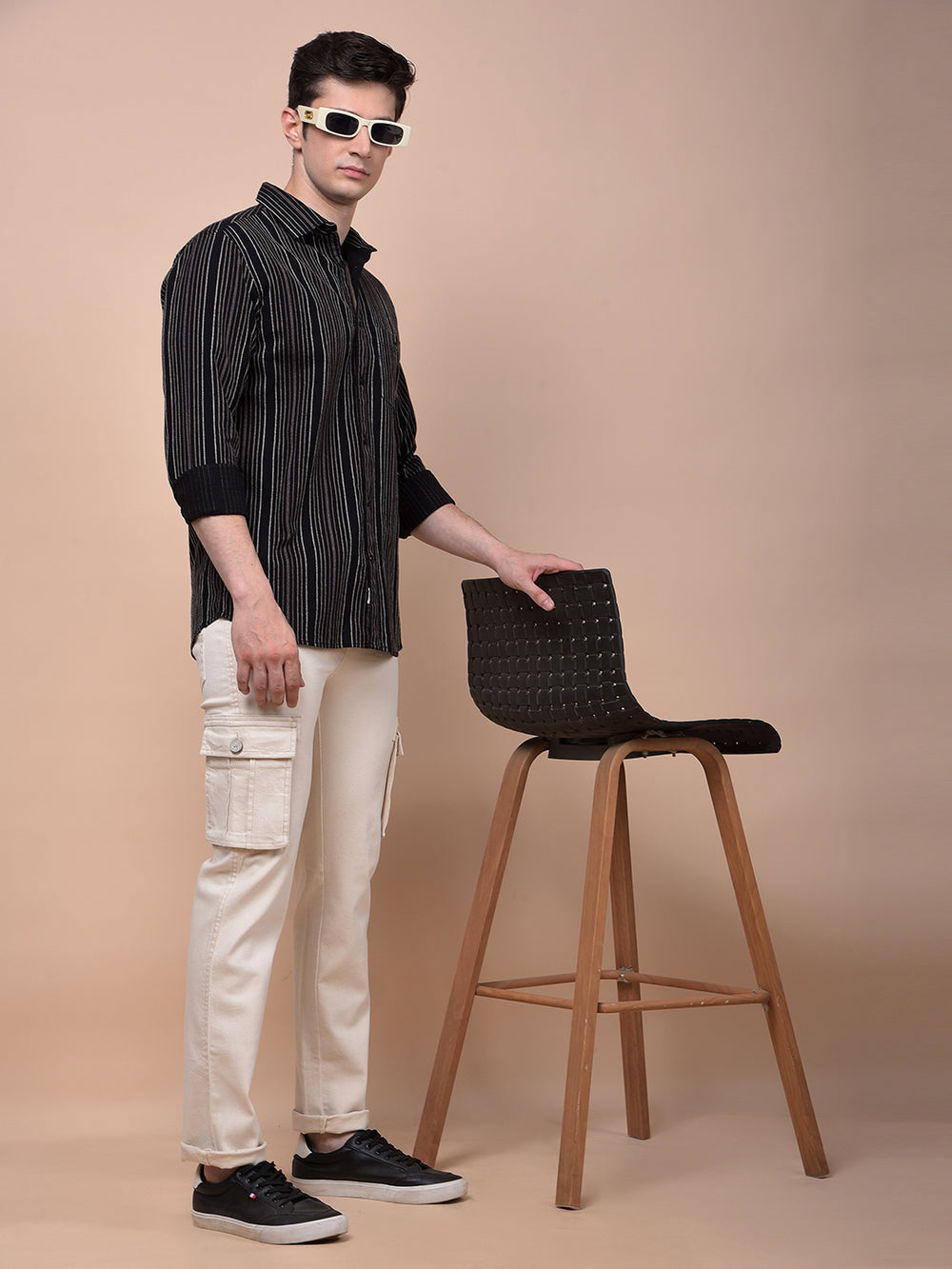 Beige Straight Cargo Jeans