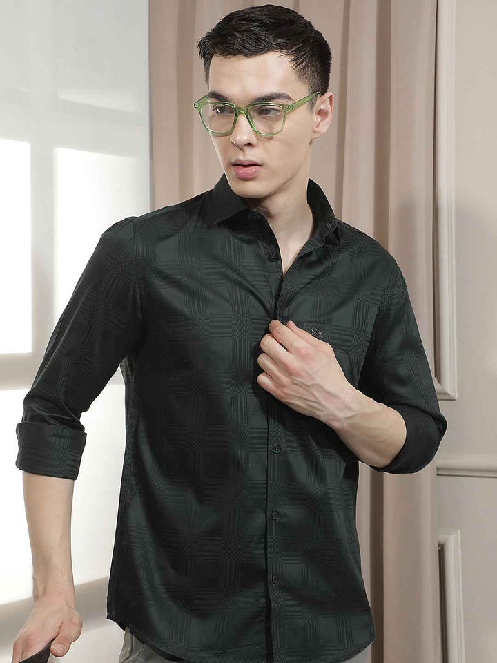 Green Jacquard 100% Cotton Shirt