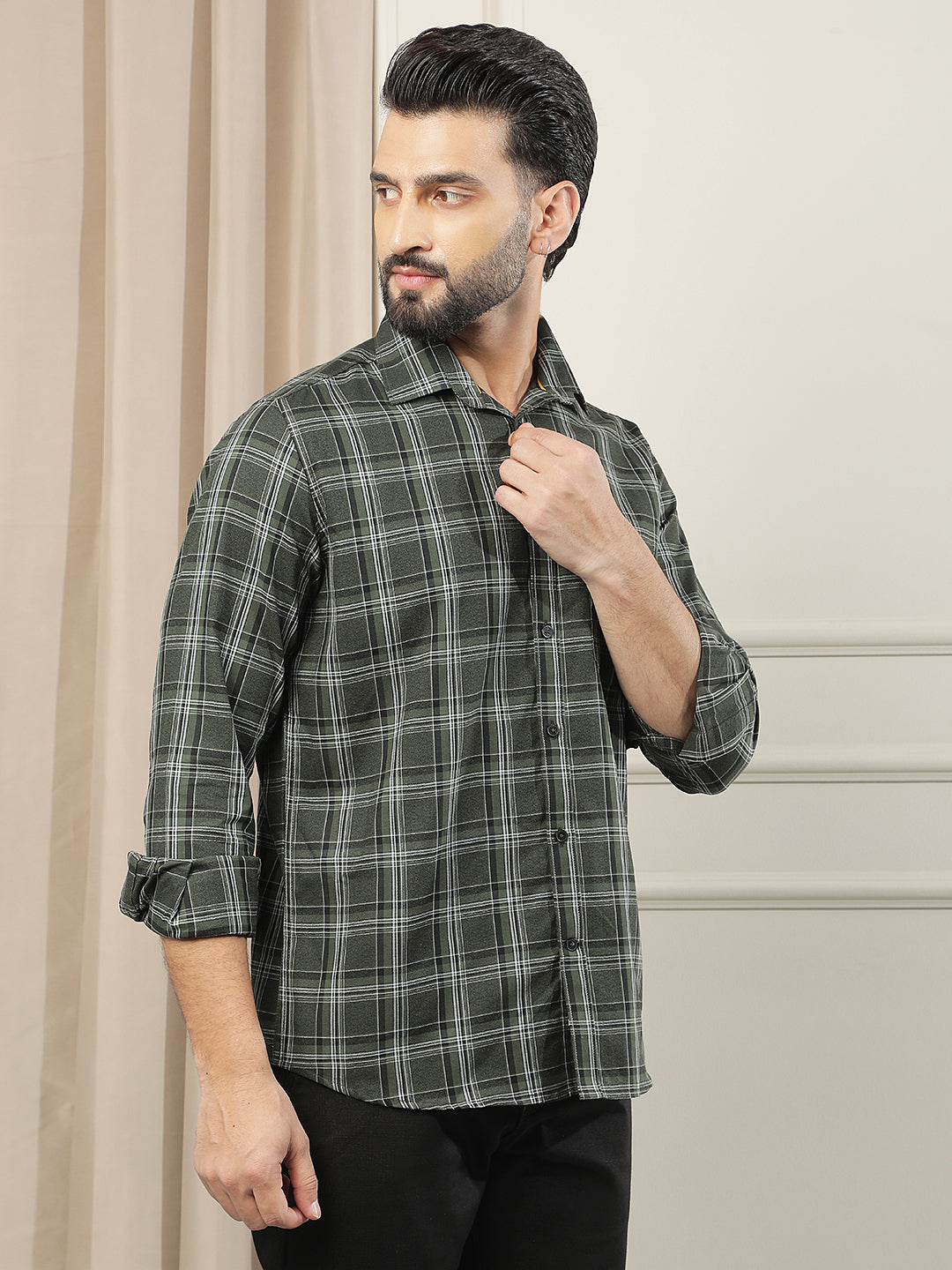 Green Checked 100% Cotton Shirt