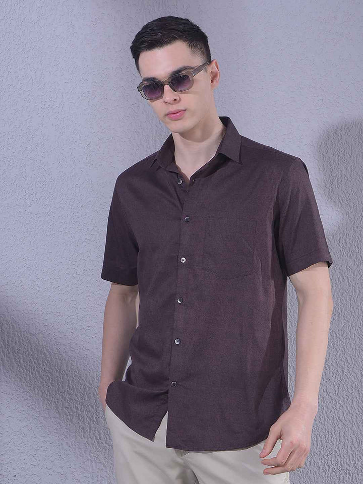 Brown Floral Print Modal Shirt