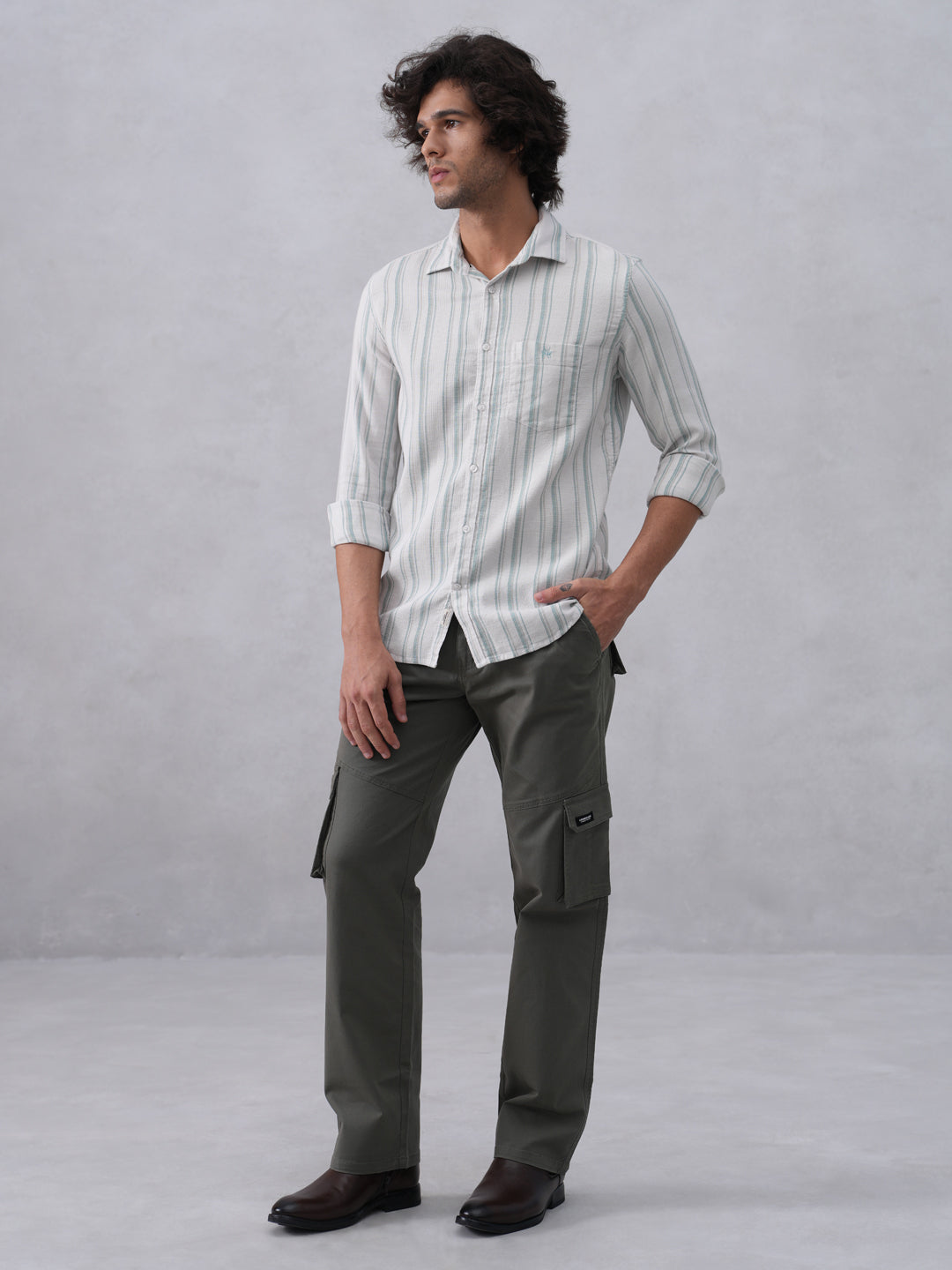White Vertical Stripes 100% Cotton Shirt