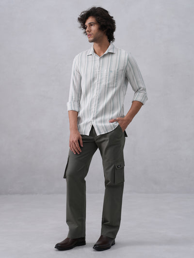 White Vertical Stripes 100% Cotton Shirt