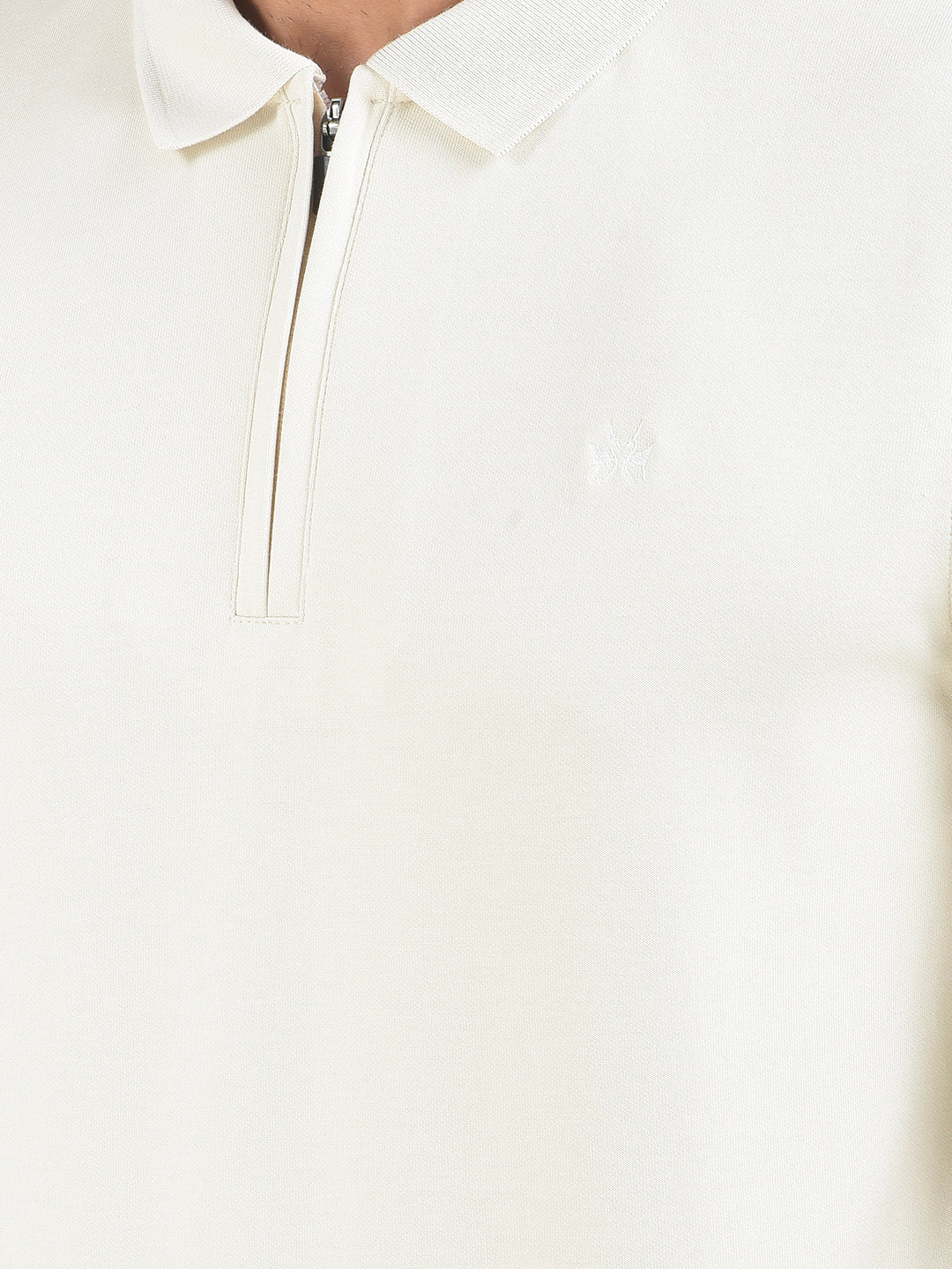 Off White Polo Neck T-Shirt