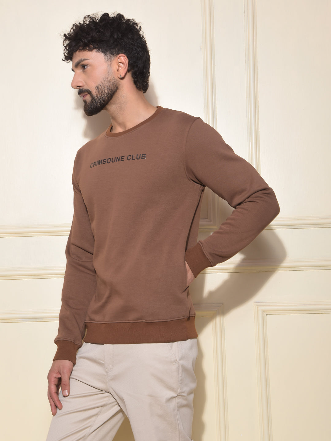 Urban Style Brown Sweatshirt with Brand Logo