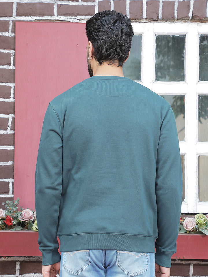 Blue Typographic Print Round Neck Sweatshirt