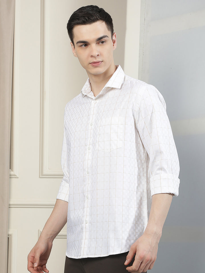 White Checked 100% Cotton Shirt