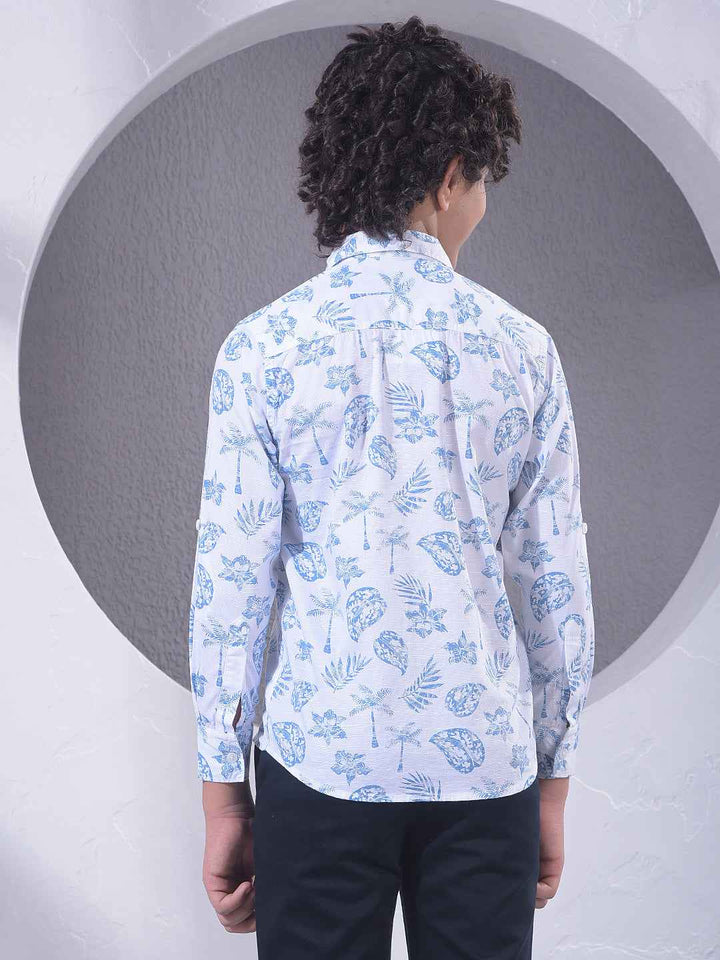Blue Floral Print Shirt