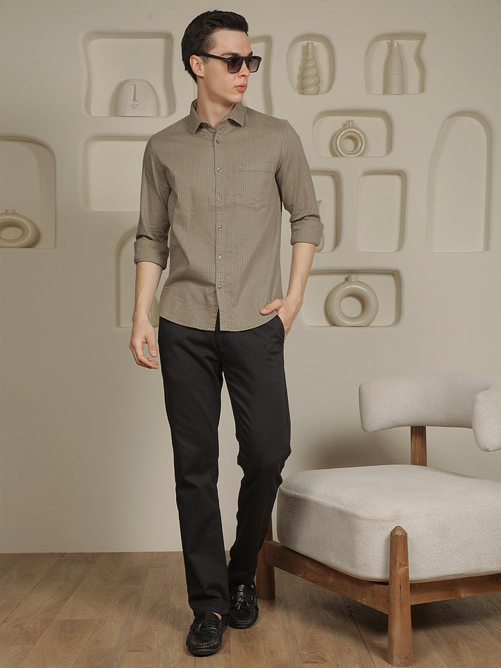 Modern Moss Green Striped Shirt