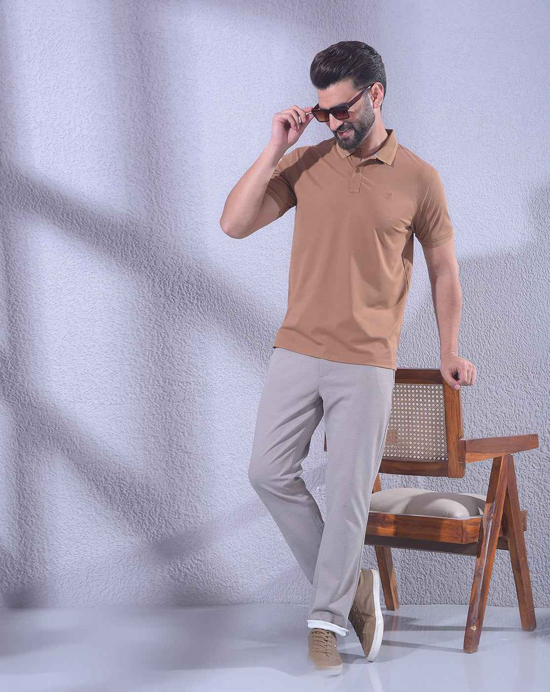 Brown Polo Neck T-Shirt