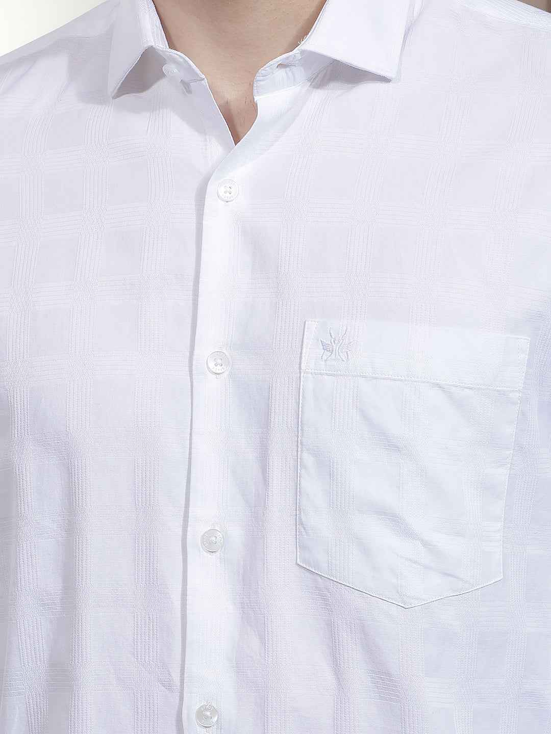 White Jacquard 100% Cotton Shirt