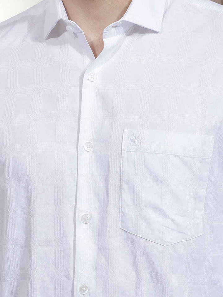 White Jacquard 100% Cotton Shirt