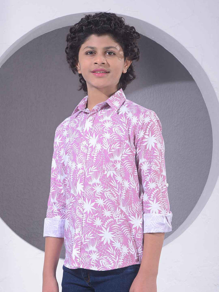 Purple Floral Print Shirt