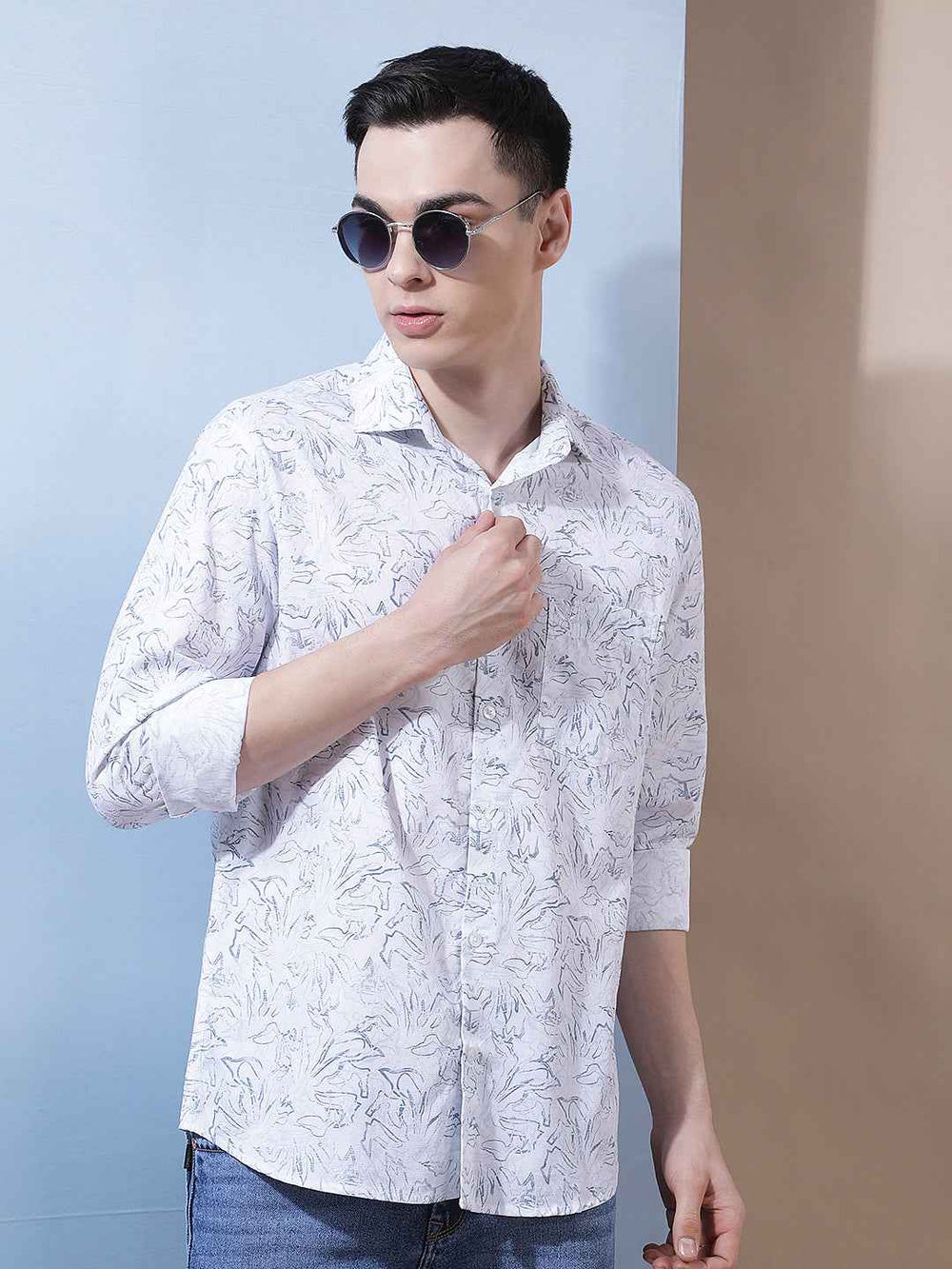 Blue Floral Print Shirt