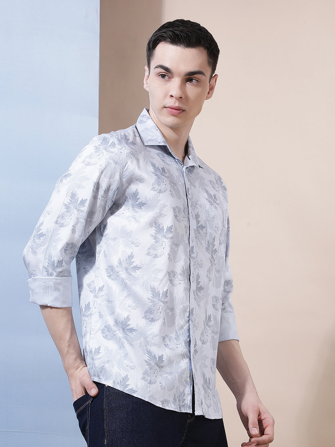 Blue Floral Print Shirt