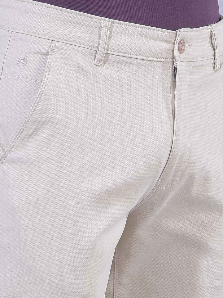 Tan Printed Straight Trousers