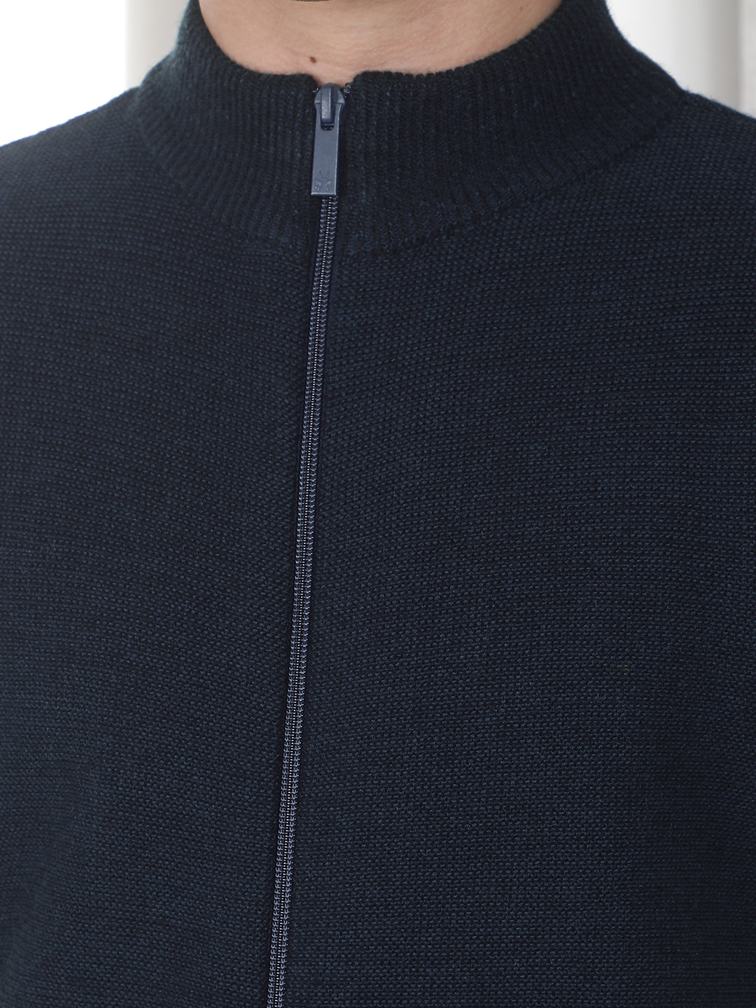 Navy Blue Sleeveless High Neck Sweater
