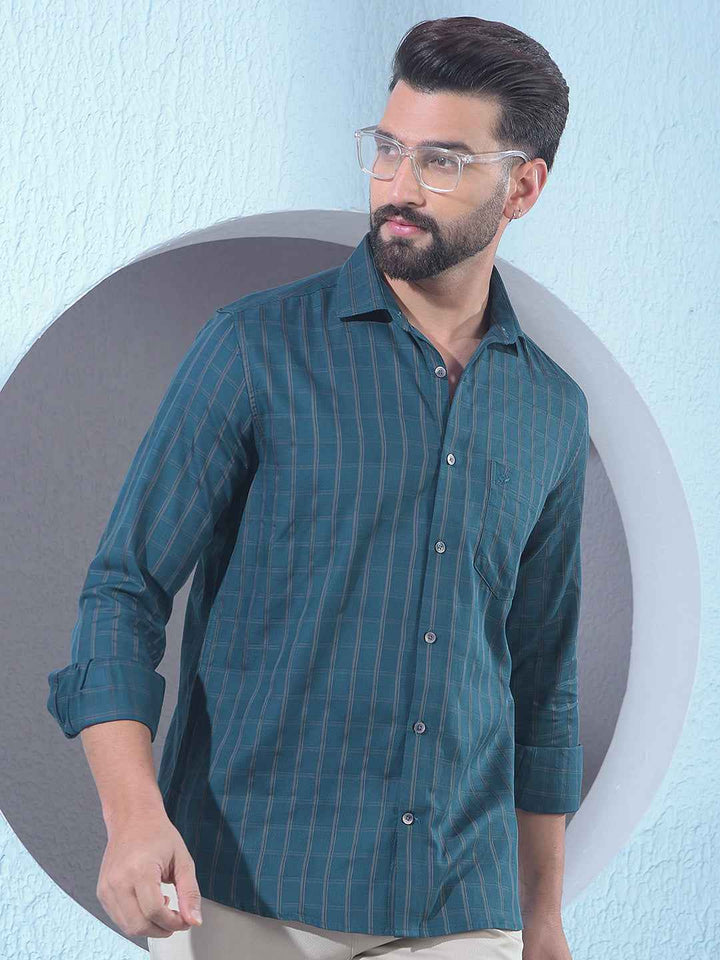 Green Checked 100% Cotton Shirt