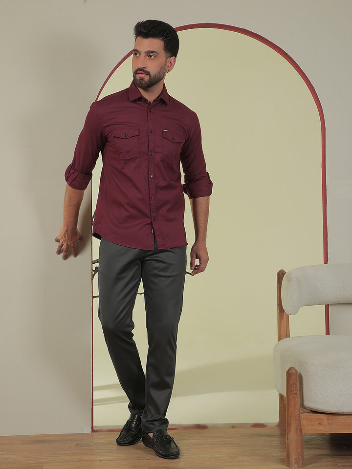 Maroon 100% Cotton Shirt