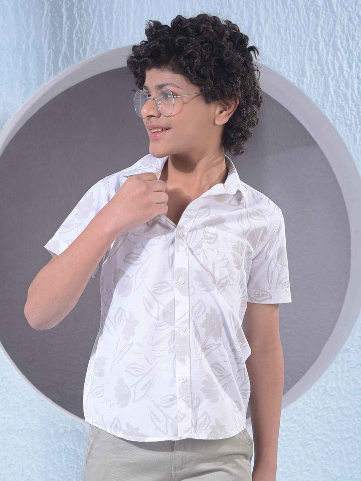 Grey Floral Print Shirt