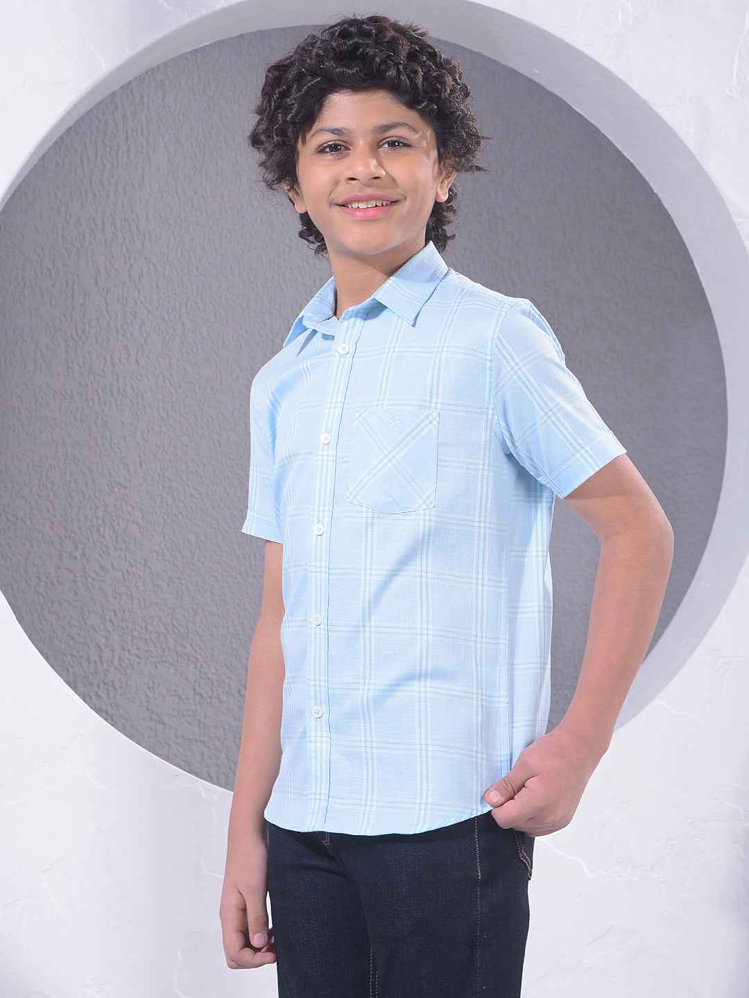 Blue Checked 100% Cotton Shirt