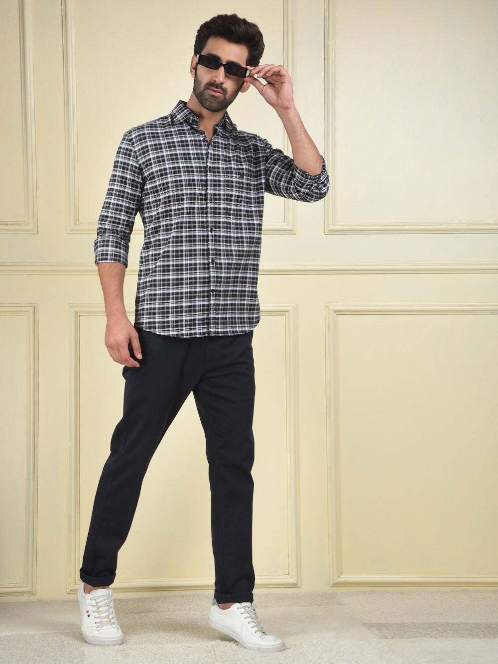 Black Checked 100% Cotton Shirt