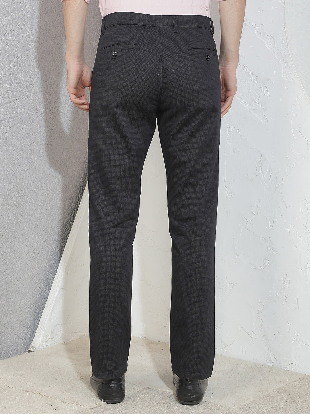 Refined Stealth Black Printed Trousers