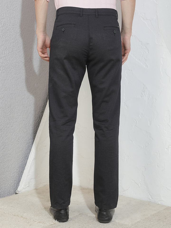 Refined Stealth Black Printed Trousers