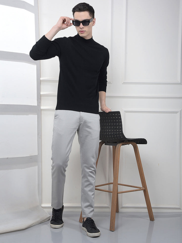 Black High-Neck Knitted Sweater