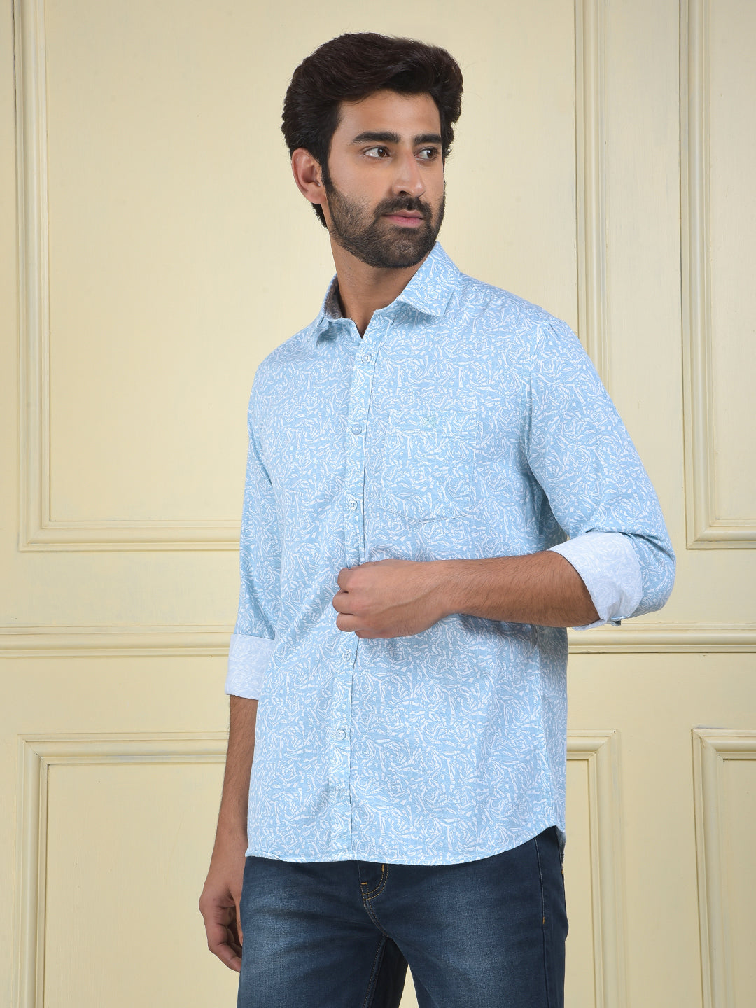 Blue Printed 100% Cotton Shirt