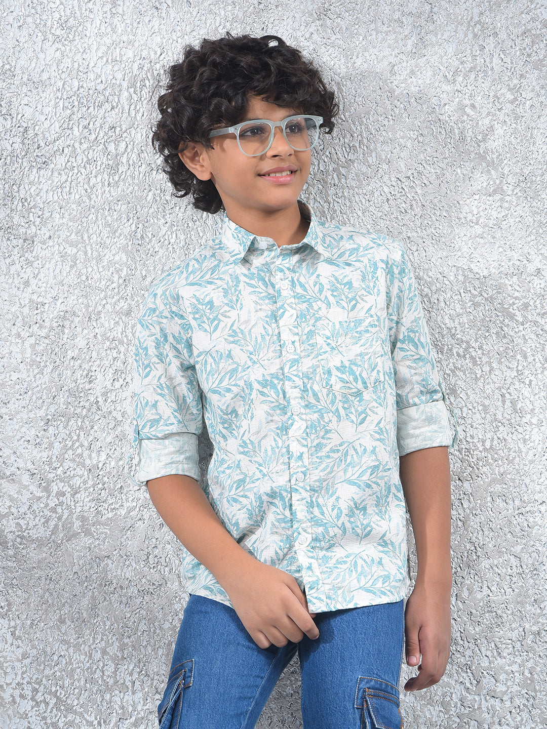 Blue Floral Print 100% Cotton Kurta