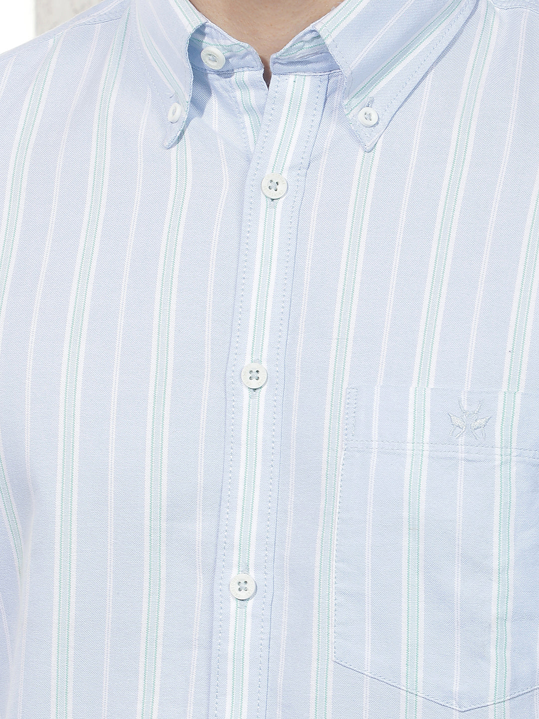 Blue Vertical Stripes 100% Cotton Shirt-Men Shirts-Crimsoune Club