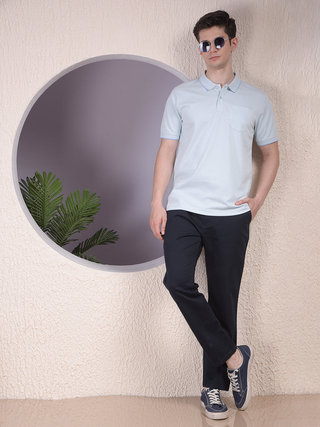 Blue Polo-Neck T-Shirt