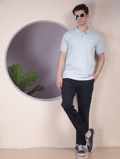 Blue Polo-Neck T-Shirt